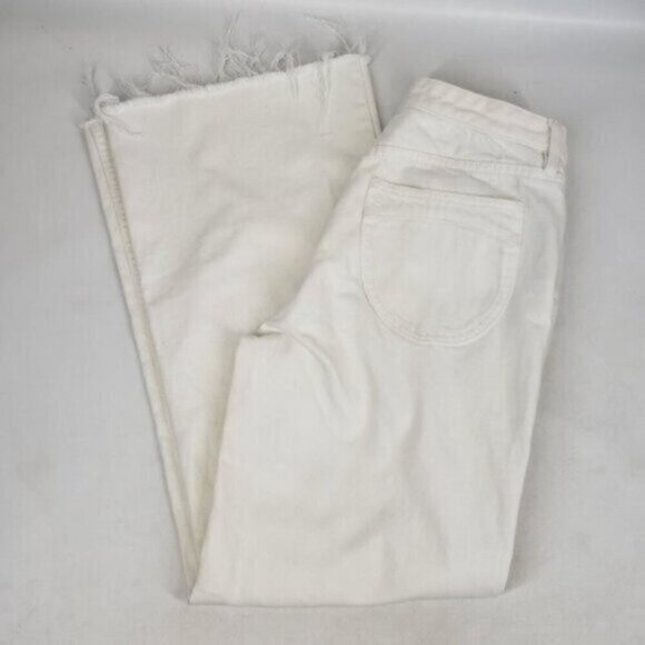 We The Free White Cropped Raw Hem Flare Jeans Size 27 - Picture 7 of 15